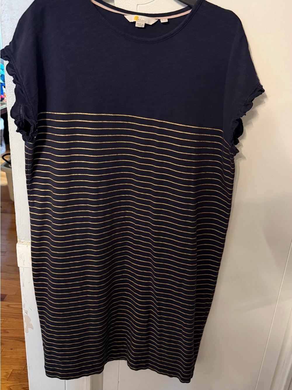 Boden Faye Navy and Gold Jersey dress